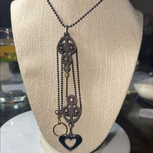 Black and Tackle Pulley Heart Pendant Necklace